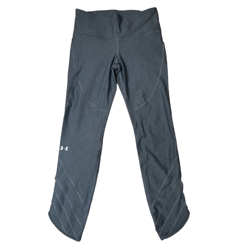 2/$30 Under Armour Gray HeatGear High-Rise Cutout Compression Crop Legging Sz M - Picture 3 of 10